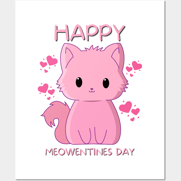 Happy Meowentines Day Wall Art by TeeShirt_Expressive